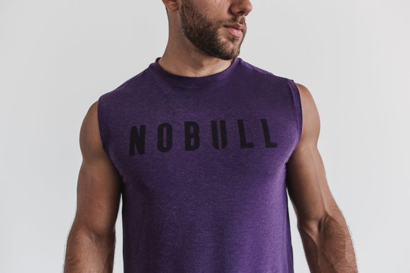 Koszulki Nobull Bez Rękawów Męskie Fioletowe | 815903-UXT